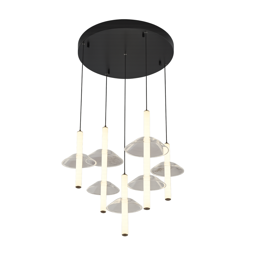 Celeste Tiered Ring Chandelier – Black, Antique Bronze & Clear Glass