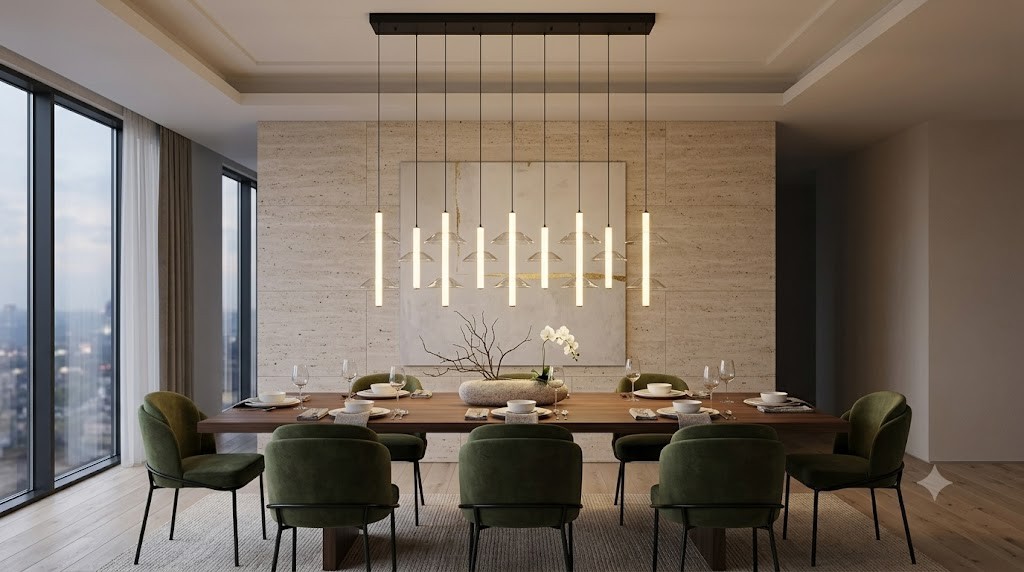 Celeste Linear Cascade Chandelier – Black, Antique Bronze & Clear Glass - Image 2