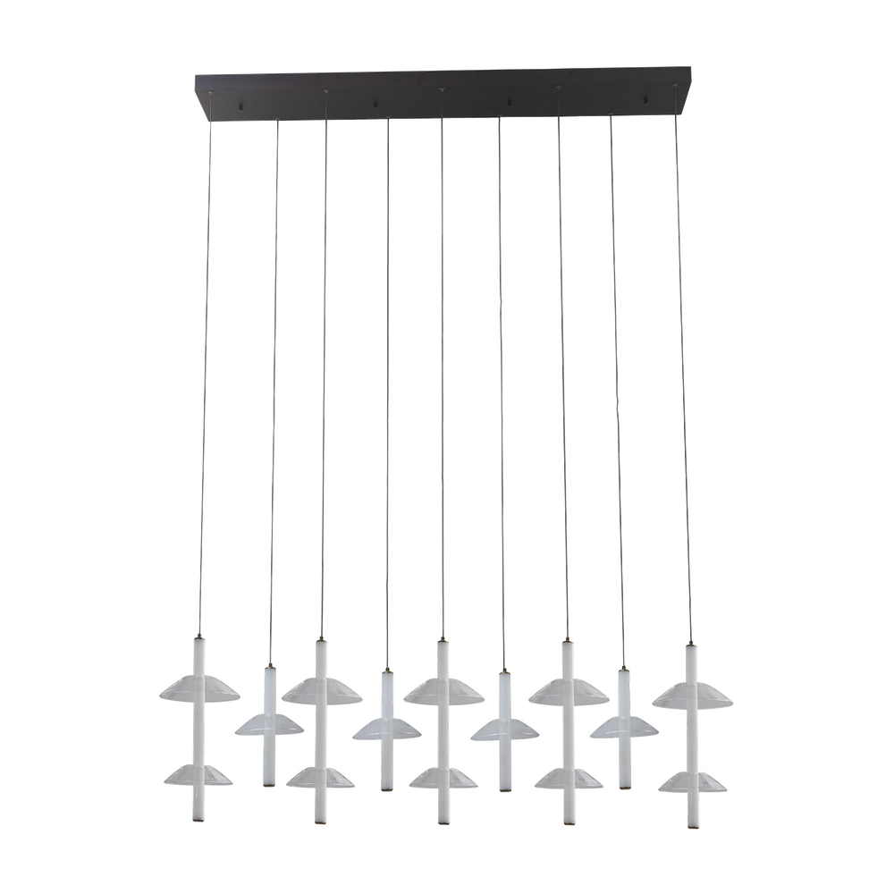 Celeste Linear Cascade Chandelier – Black, Antique Bronze & Clear Glass