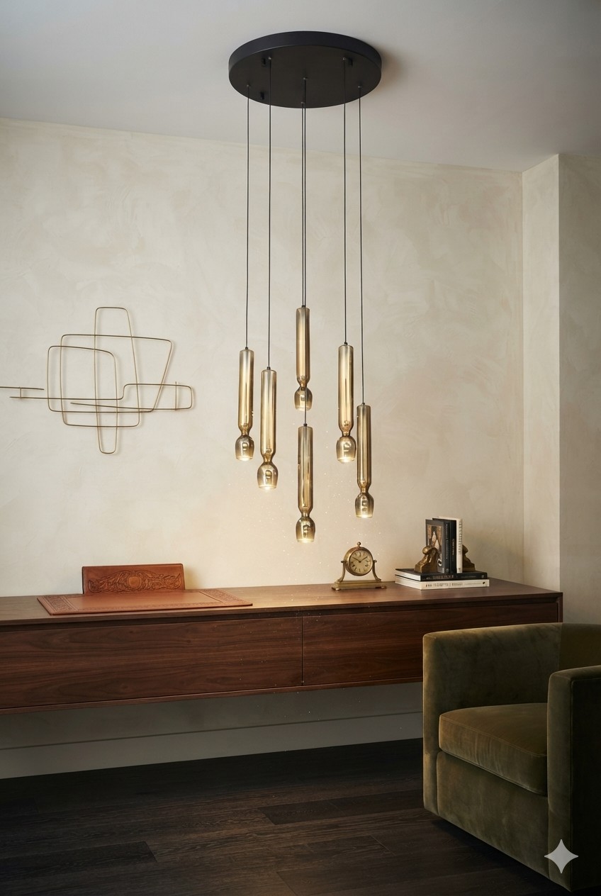 Monaco Small Cluster Pendant Light – Champagne Gold Glass - Image 2