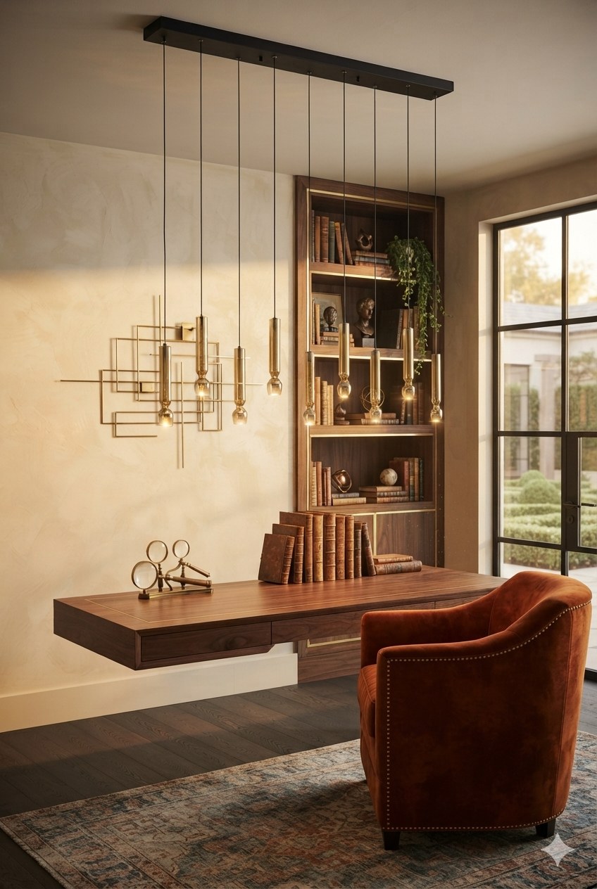 Monaco Small Linear Pendant Light – Champagne Gold Glass - Image 2